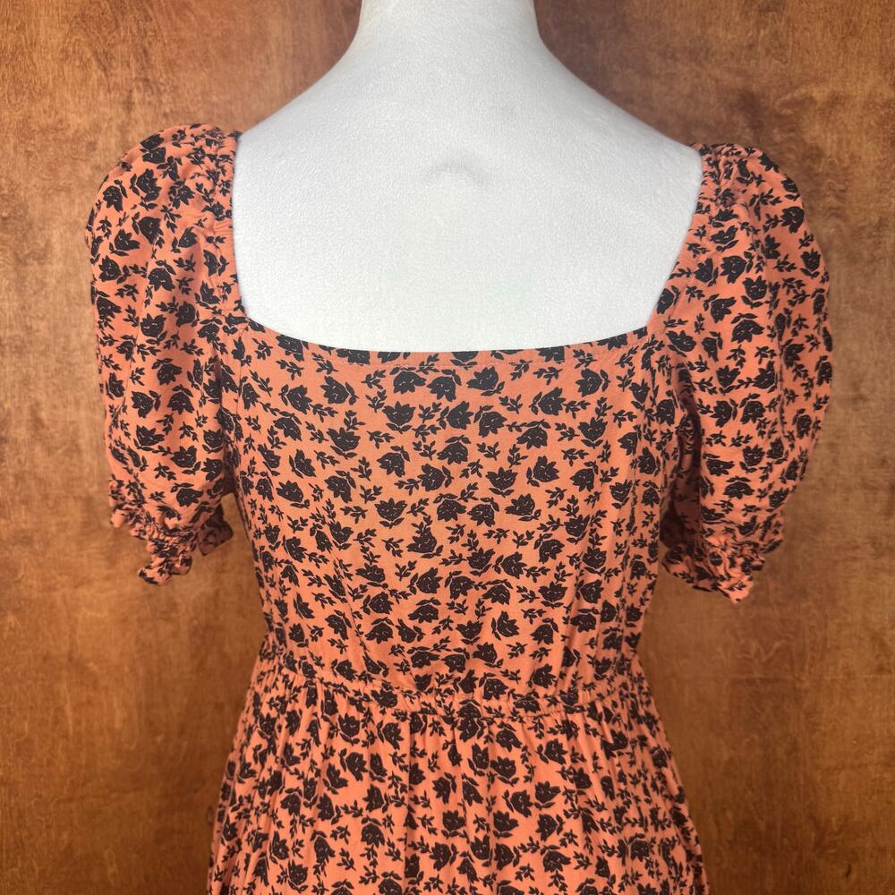 Patrons of Peace XS Adrian puff sleeve midi hi-low dress pink and black floral - Picture 9 of 15